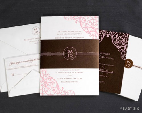 brown and pink wedding invitations katthebridechilla
