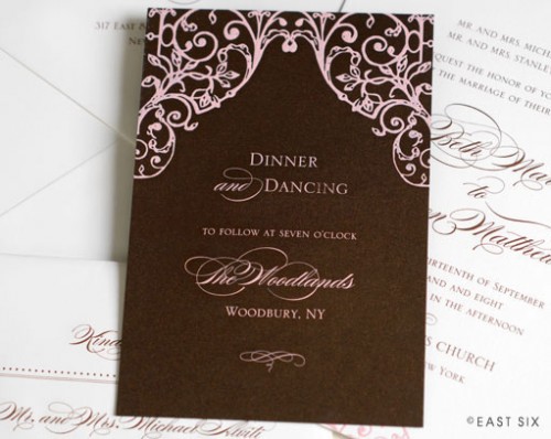 To be honest it's quite difficult to find Brown Pink wedding invitations 